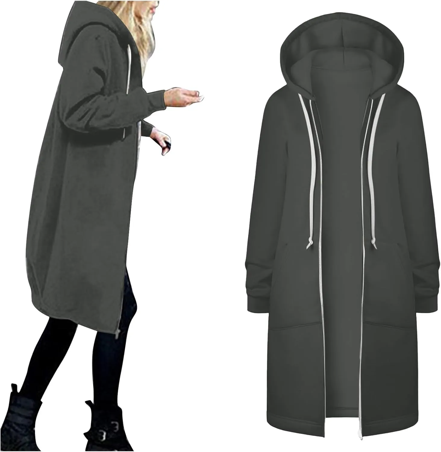 Long Sweatshirts For Women To Wear With Leggings Zip Up Hoodie Lightweight Oversized Jackets 2025 Coat with Pockets