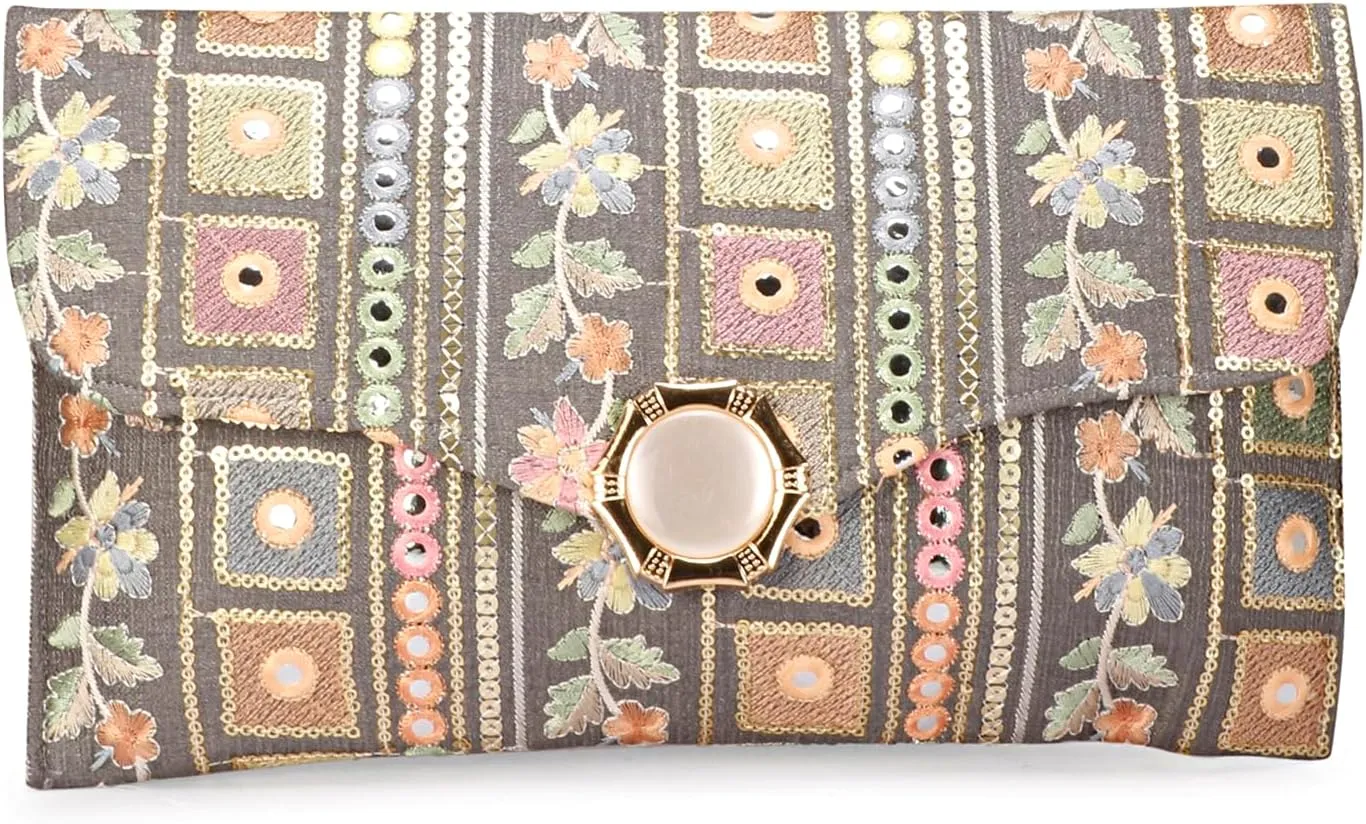 LONGING TO BUY Handcrafted Sling Bag Foldover Clutch For Women, Jaipuri Handicraft Sling Bag For Women