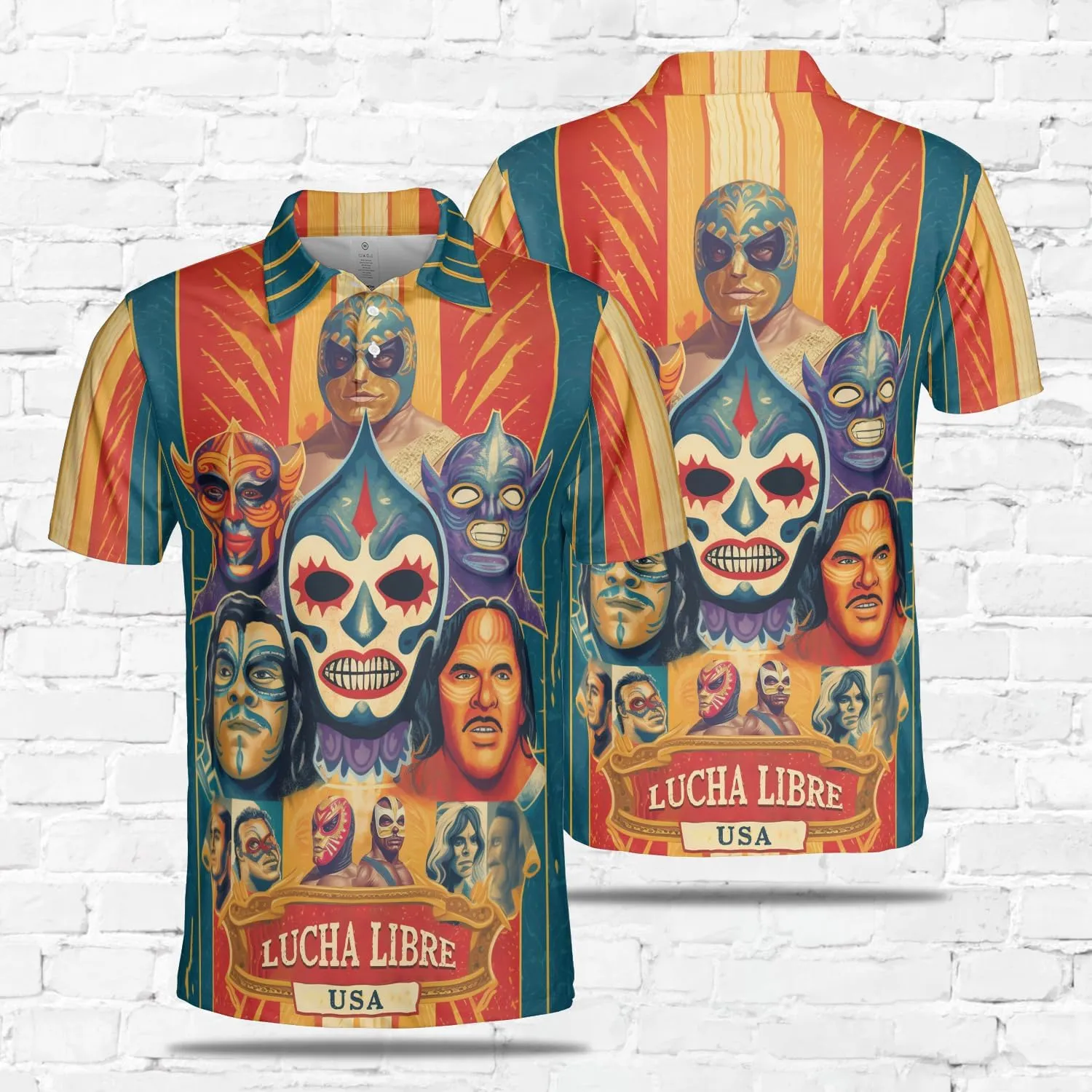Lucha Libre Polo Shirts for Men - Luchador Mask Mens Quick Dry Short Sleeve Polo Shirts Series 26