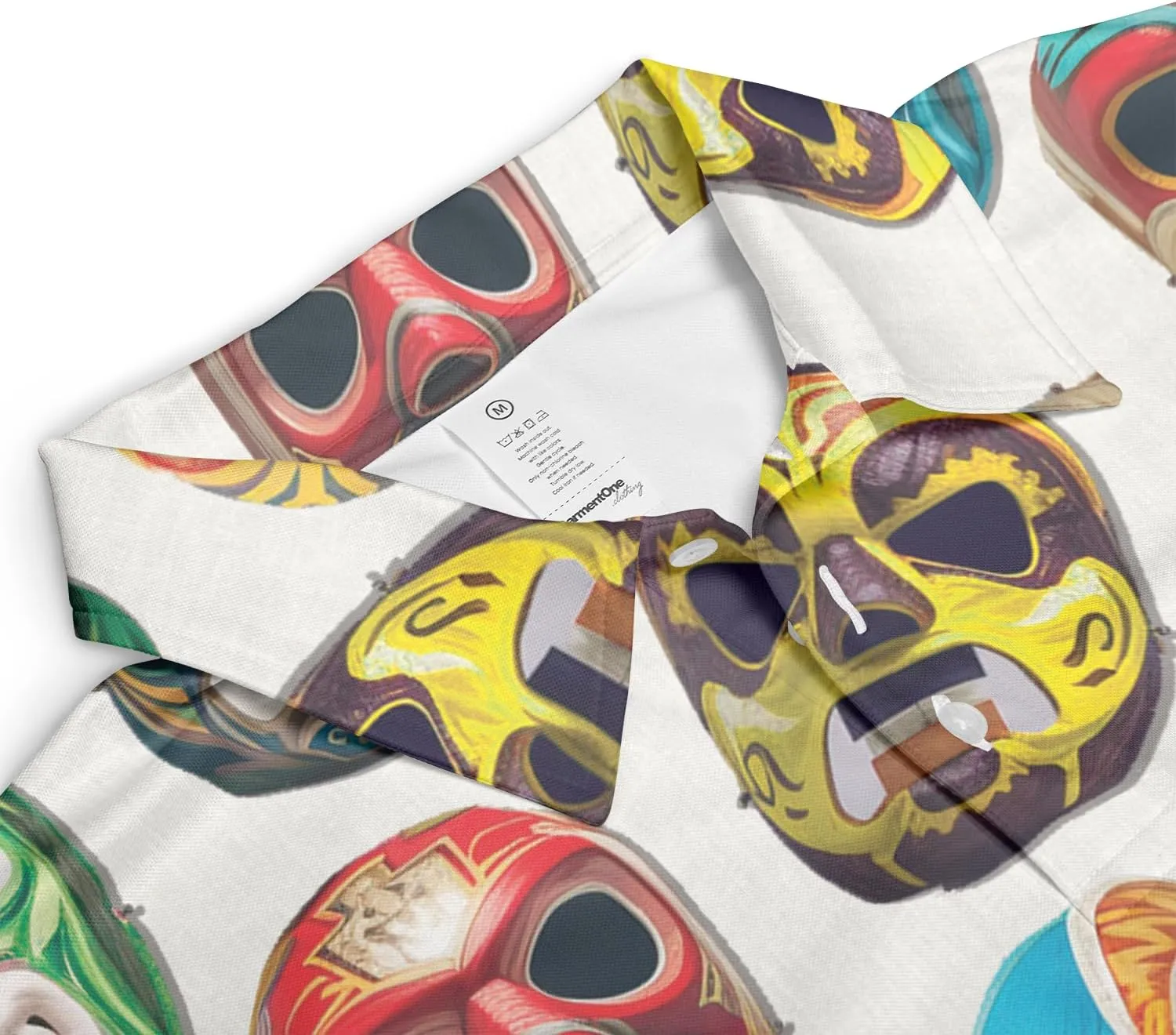 Lucha Libre Polo Shirts for Men - Luchador Mask Mens Quick Dry Short Sleeve Polo Shirts Series 26