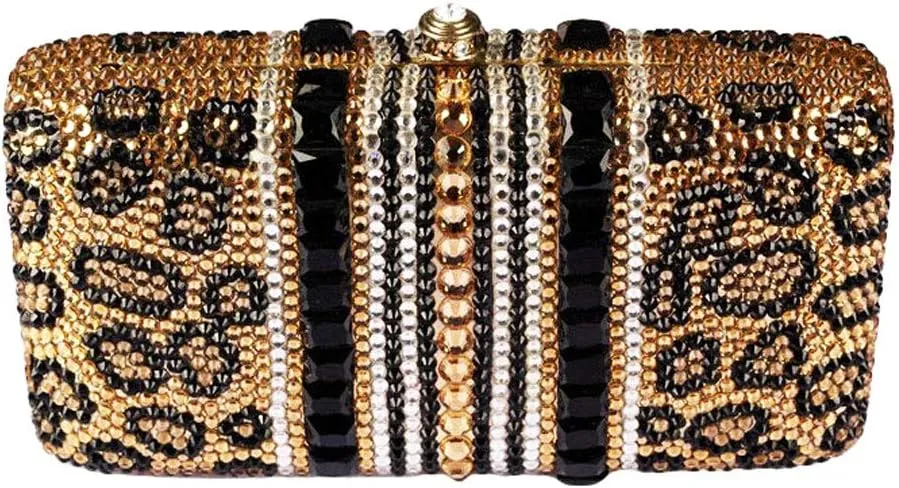 Luxury Crystal Evening Bag Handmade Gold Sequins Rhinestones Vintage Satin Lady Party Wedding Clutches Purse