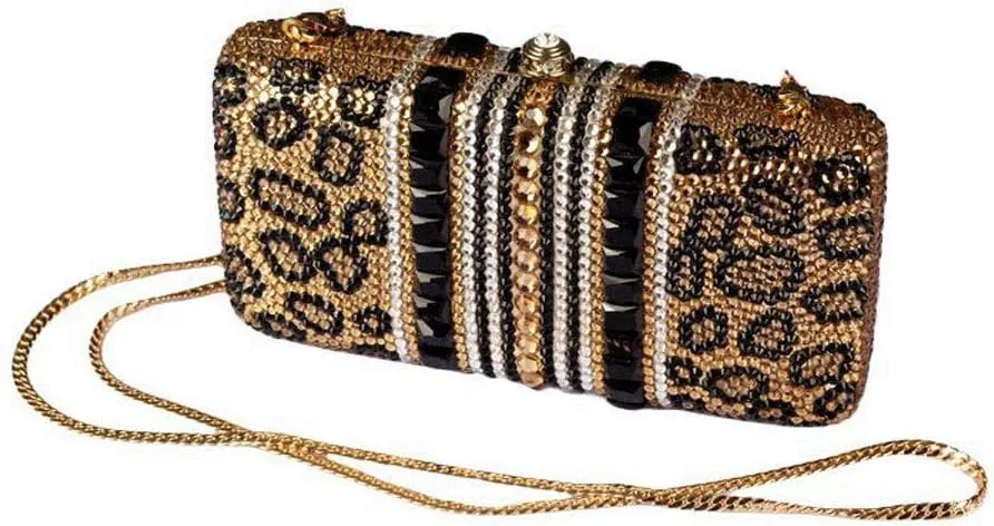 Luxury Crystal Evening Bag Handmade Gold Sequins Rhinestones Vintage Satin Lady Party Wedding Clutches Purse