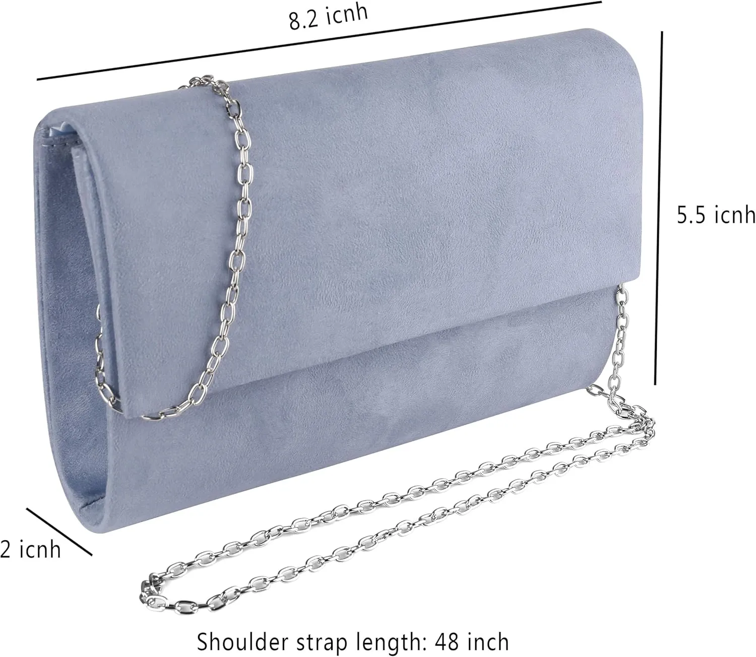 Maggie Women Suede Purse Outdoor Evening Bag Prom Night Clutches Bridal Wedding Purse with Chain Strap