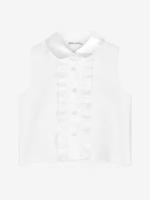 Mama Luma Girls Sleeveless Collar Blouse in White