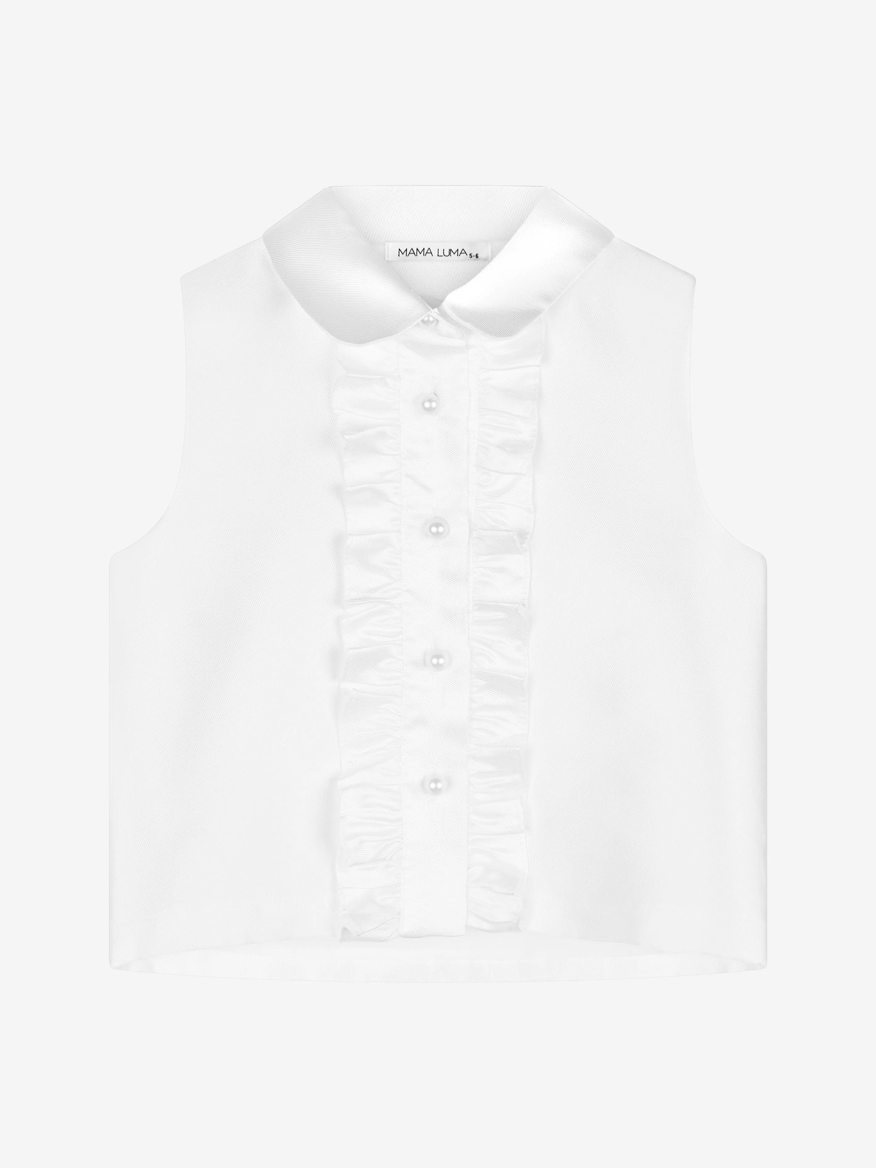 Mama Luma Girls Sleeveless Collar Blouse in White