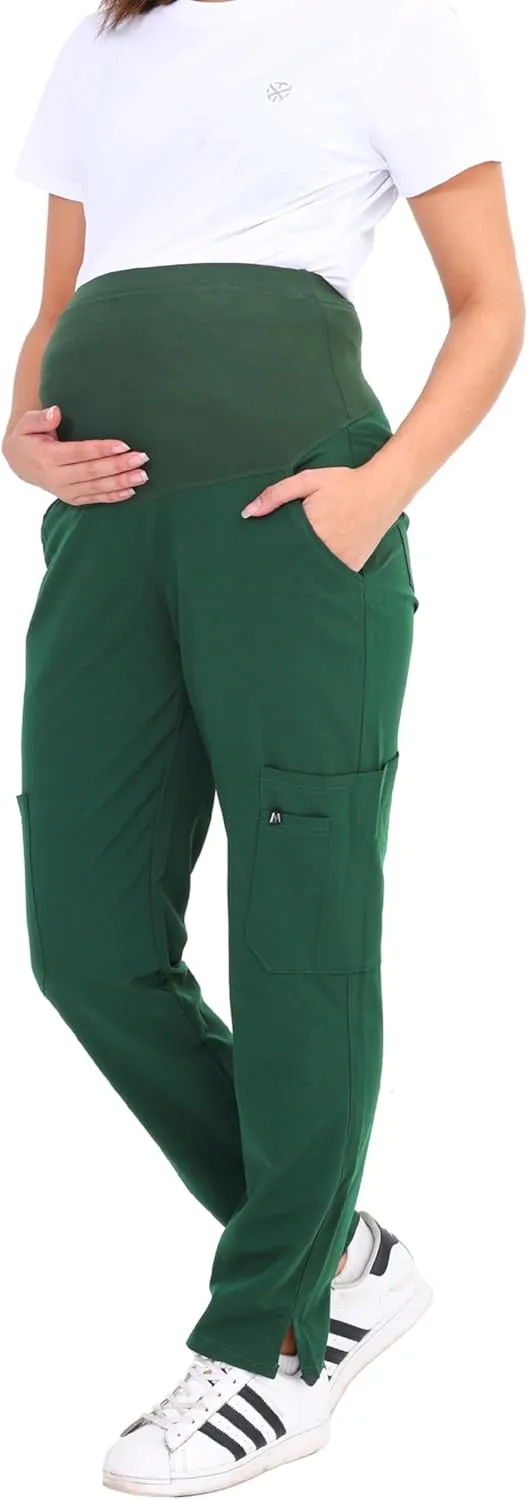 Maternity Scrub Jogger Pants for Women Pregnant Doctor Uniform Pant Nurse Scrub w/ 6 Pockets