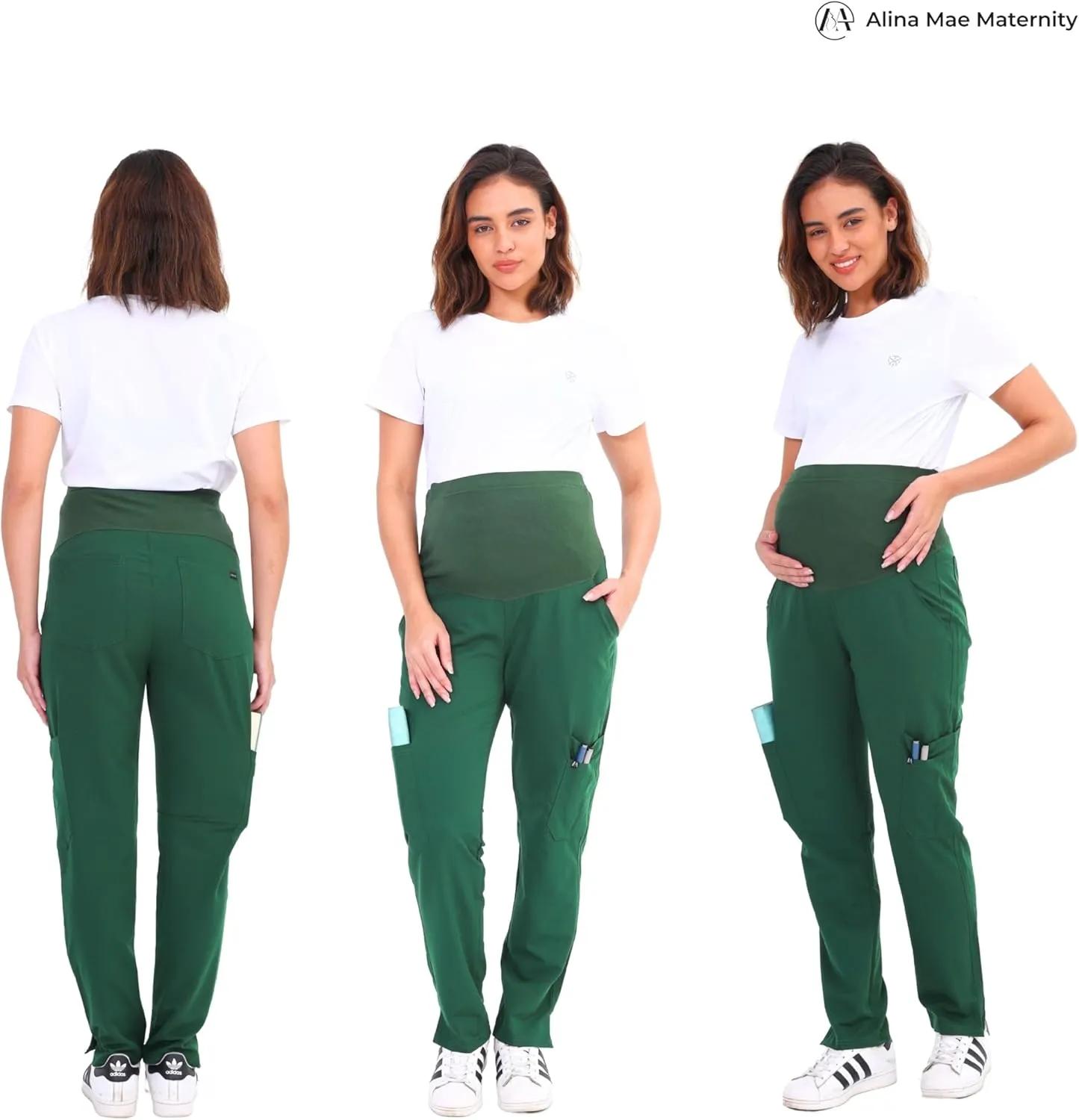 Maternity Scrub Jogger Pants for Women Pregnant Doctor Uniform Pant Nurse Scrub w/ 6 Pockets