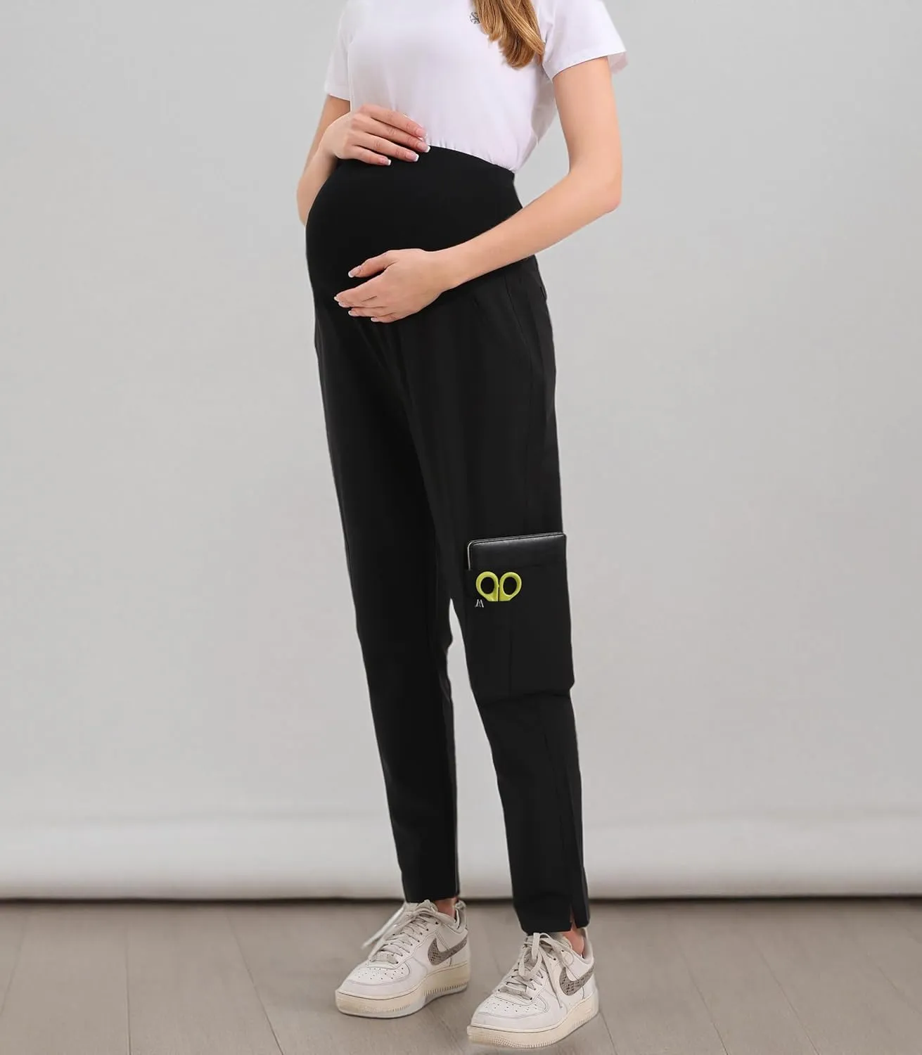 Maternity Scrub Jogger Pants for Women Pregnant Doctor Uniform Pant Nurse Scrub w/ 6 Pockets