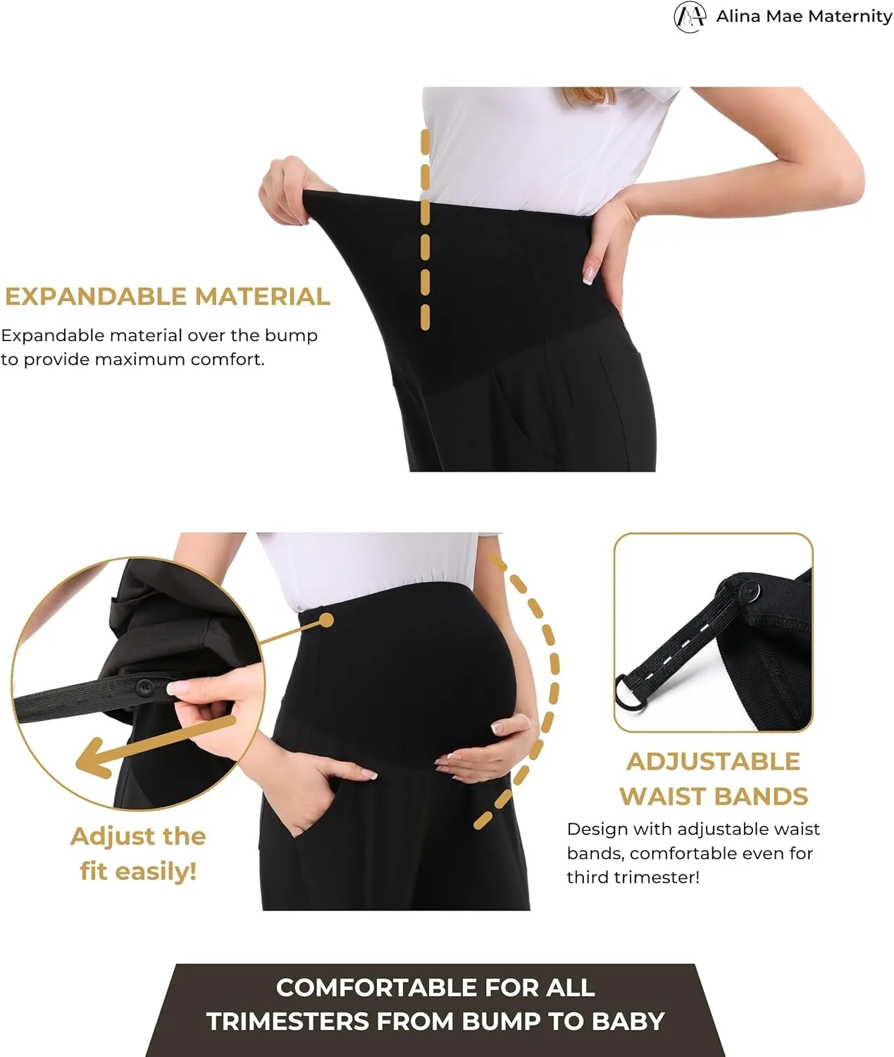 Maternity Scrub Jogger Pants for Women Pregnant Doctor Uniform Pant Nurse Scrub w/ 6 Pockets