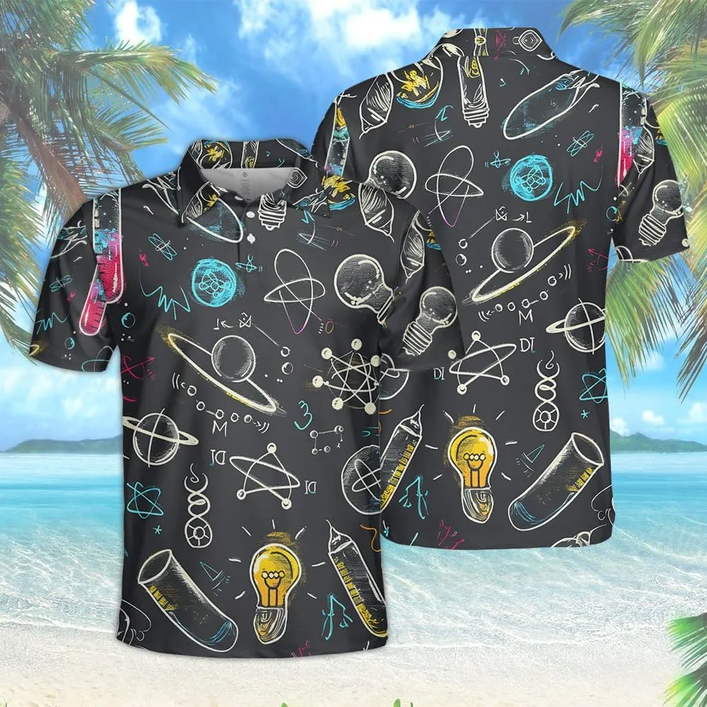 Mathematics Classroom Polo Shirts for Men-Science Subjects Golf Moisture Dry Fit Short Sleeve Shirts S75