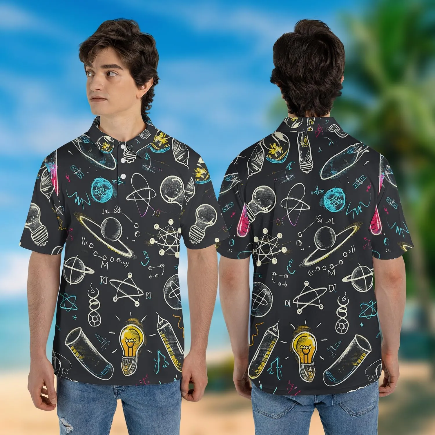 Mathematics Classroom Polo Shirts for Men-Science Subjects Golf Moisture Dry Fit Short Sleeve Shirts S75