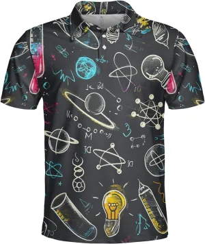 Mathematics Classroom Polo Shirts for Men-Science Subjects Golf Moisture Dry Fit Short Sleeve Shirts S75