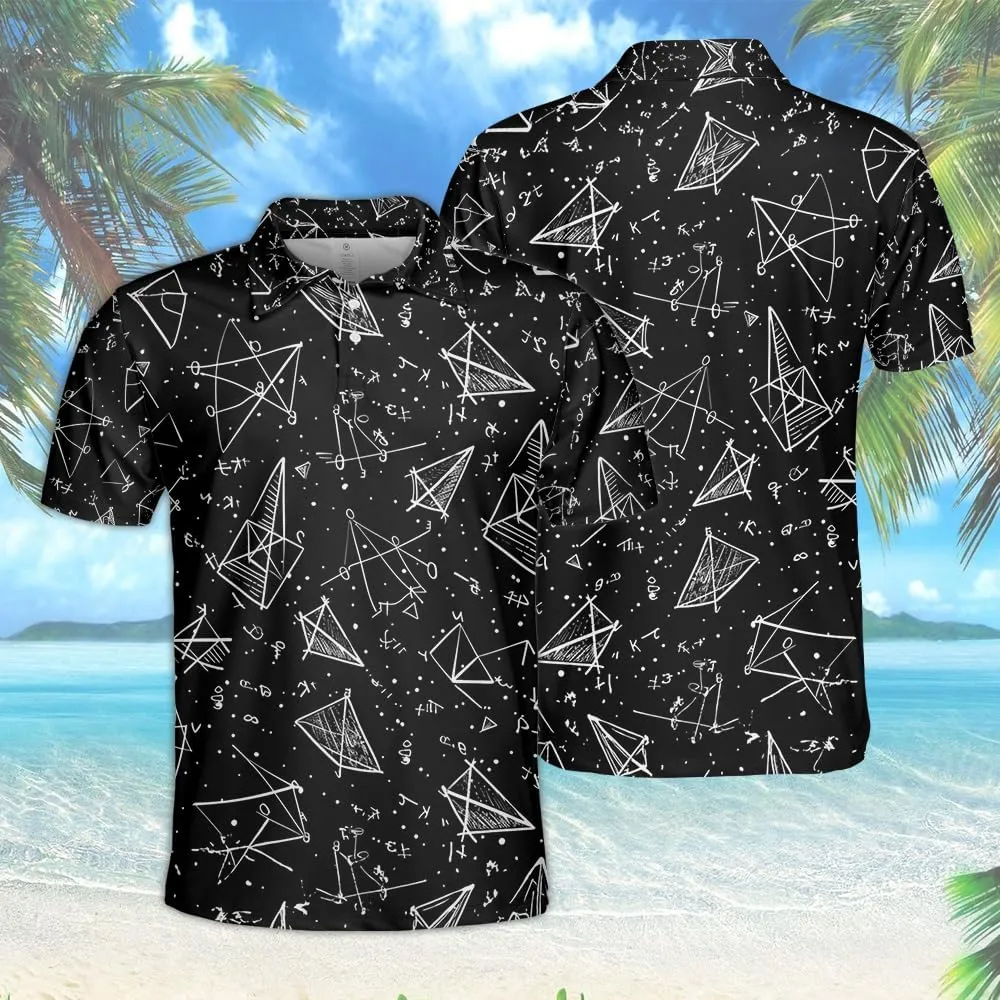 Mathematics Classroom Polo Shirts for Men-Science Subjects Golf Moisture Dry Fit Short Sleeve Shirts S75