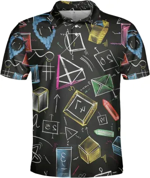 Mathematics Classroom Polo Shirts for Men-Science Subjects Golf Moisture Dry Fit Short Sleeve Shirts S75