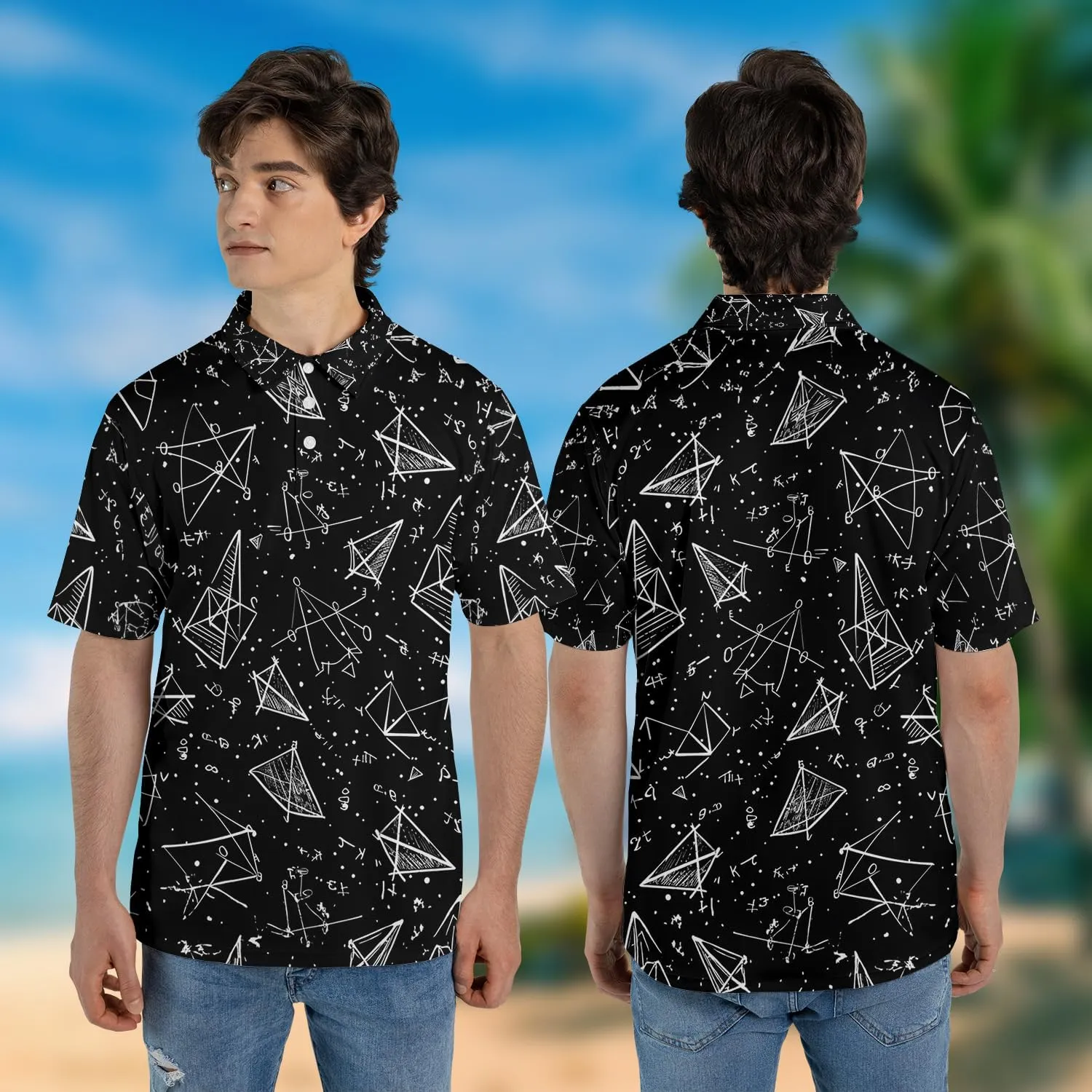 Mathematics Classroom Polo Shirts for Men-Science Subjects Golf Moisture Dry Fit Short Sleeve Shirts S75