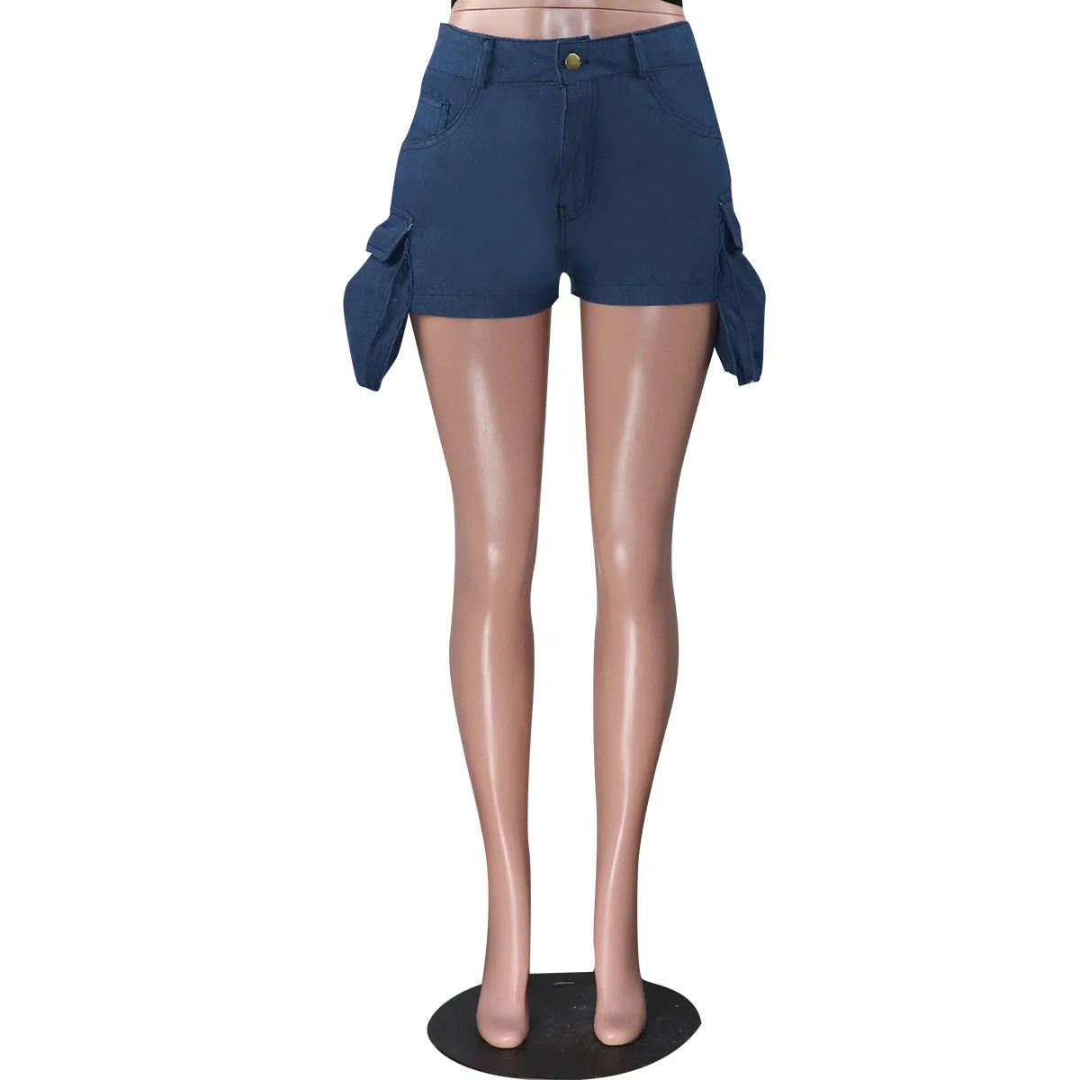 MB FASHION High-Waist Utility Shorts with Flap Pocket Detail 1763