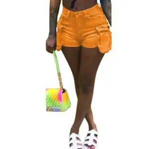 MB FASHION High-Waist Utility Shorts with Flap Pocket Detail 1763