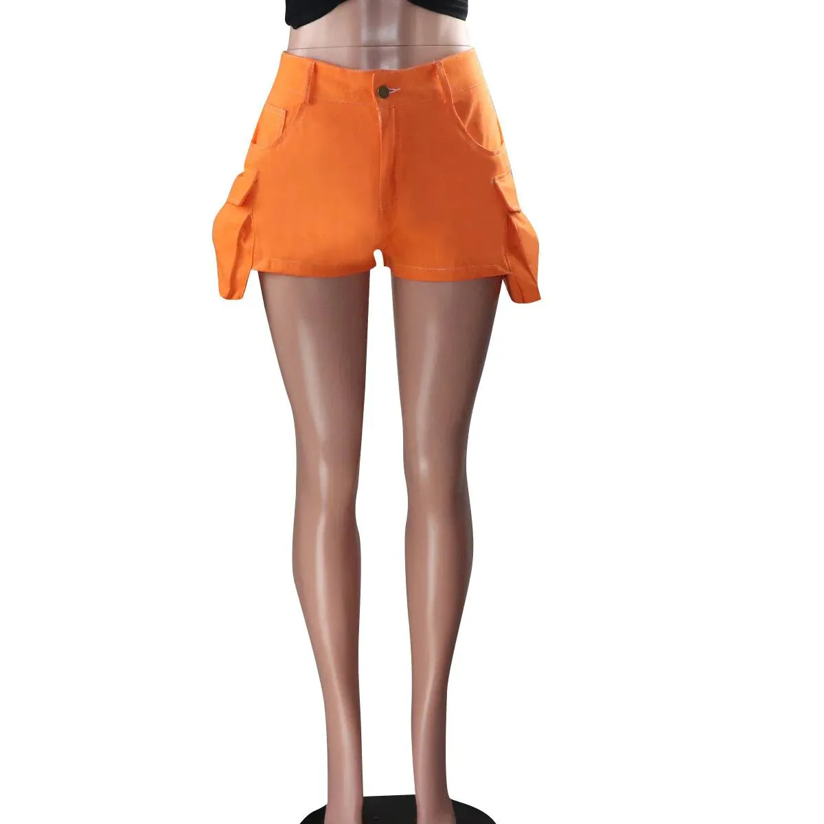 MB FASHION High-Waist Utility Shorts with Flap Pocket Detail 1763