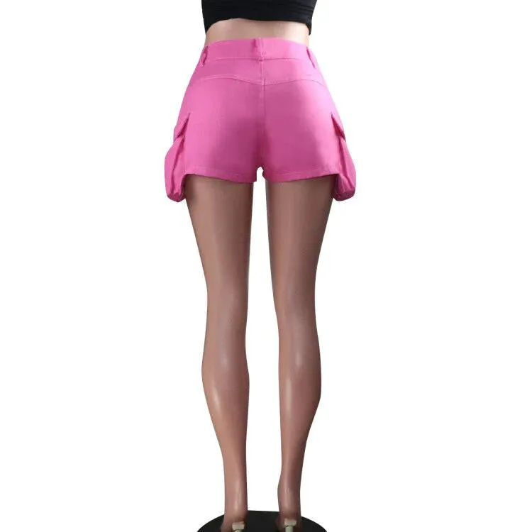 MB FASHION High-Waist Utility Shorts with Flap Pocket Detail 1763