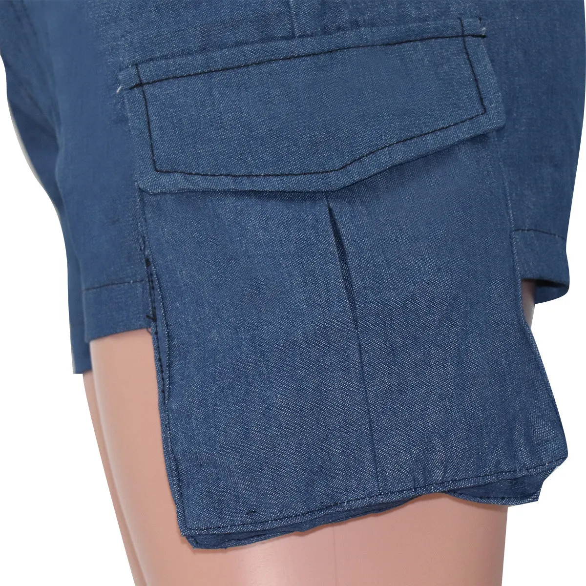MB FASHION High-Waist Utility Shorts with Flap Pocket Detail 1763