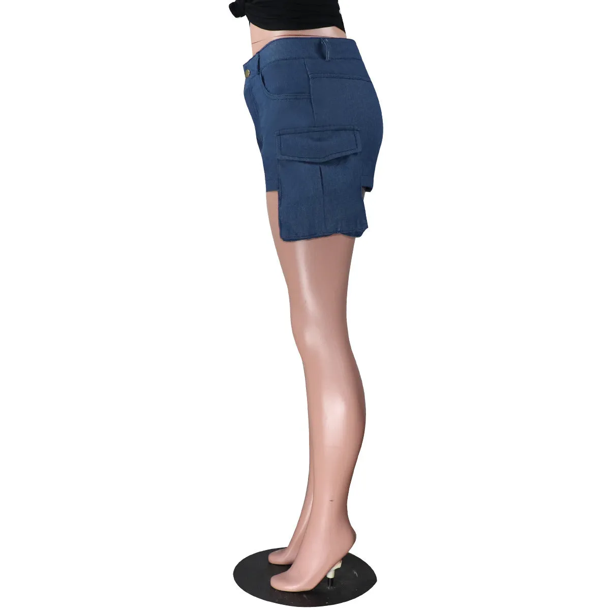 MB FASHION High-Waist Utility Shorts with Flap Pocket Detail 1763