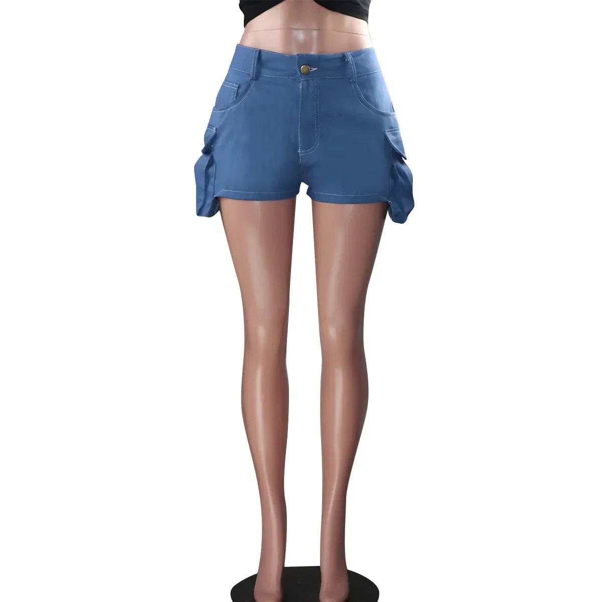 MB FASHION High-Waist Utility Shorts with Flap Pocket Detail 1763