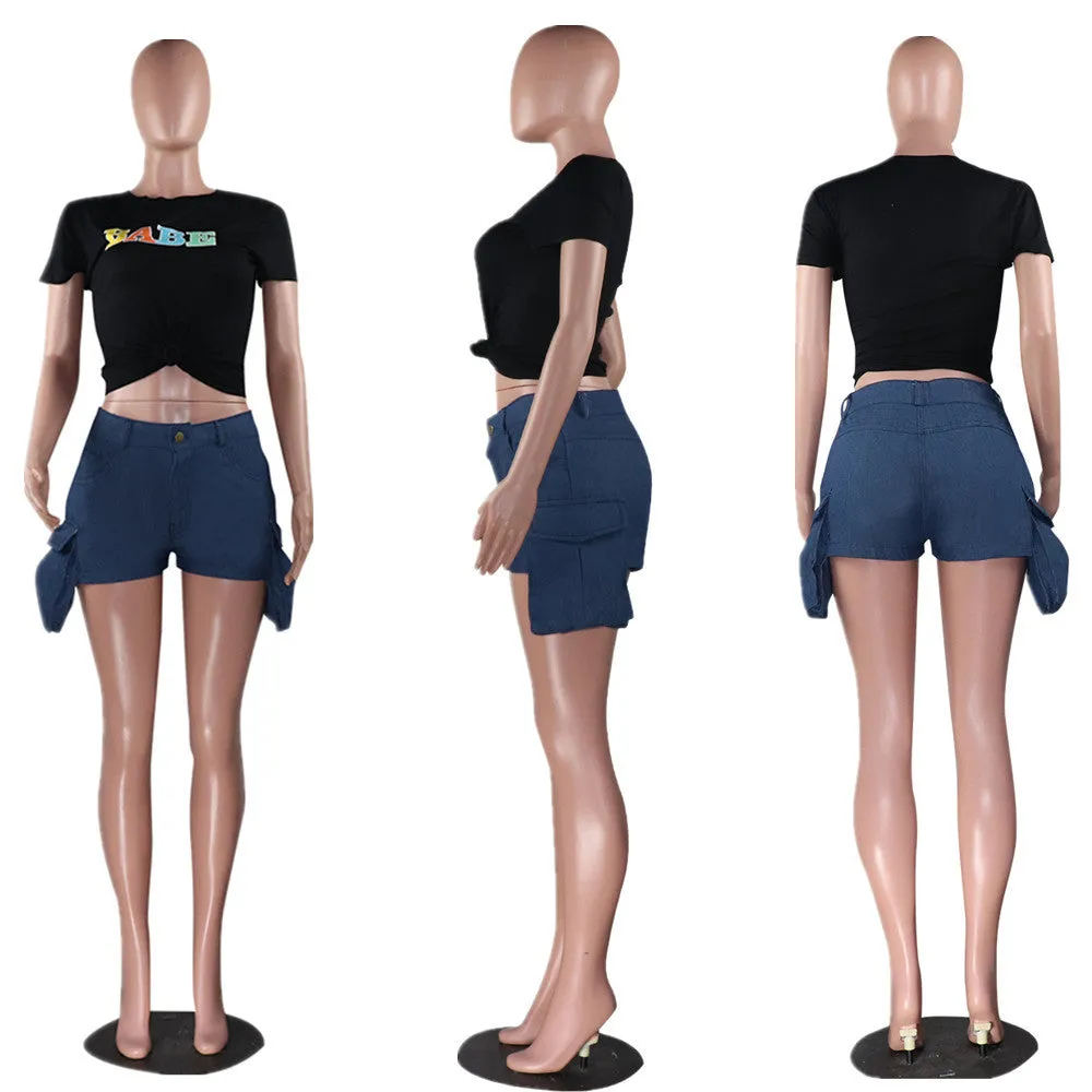 MB FASHION High-Waist Utility Shorts with Flap Pocket Detail 1763