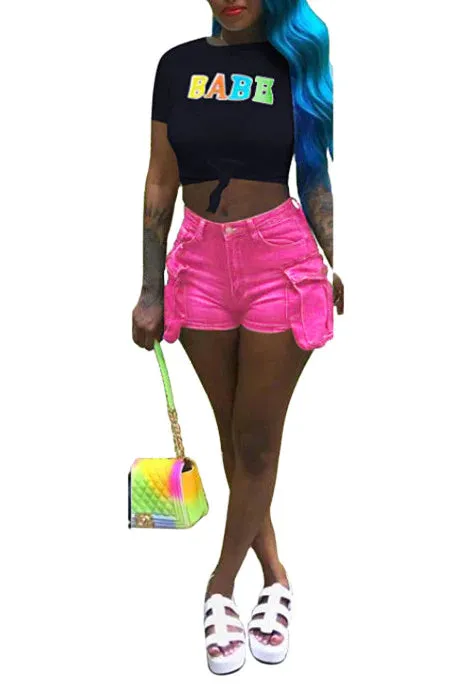 MB FASHION High-Waist Utility Shorts with Flap Pocket Detail 1763