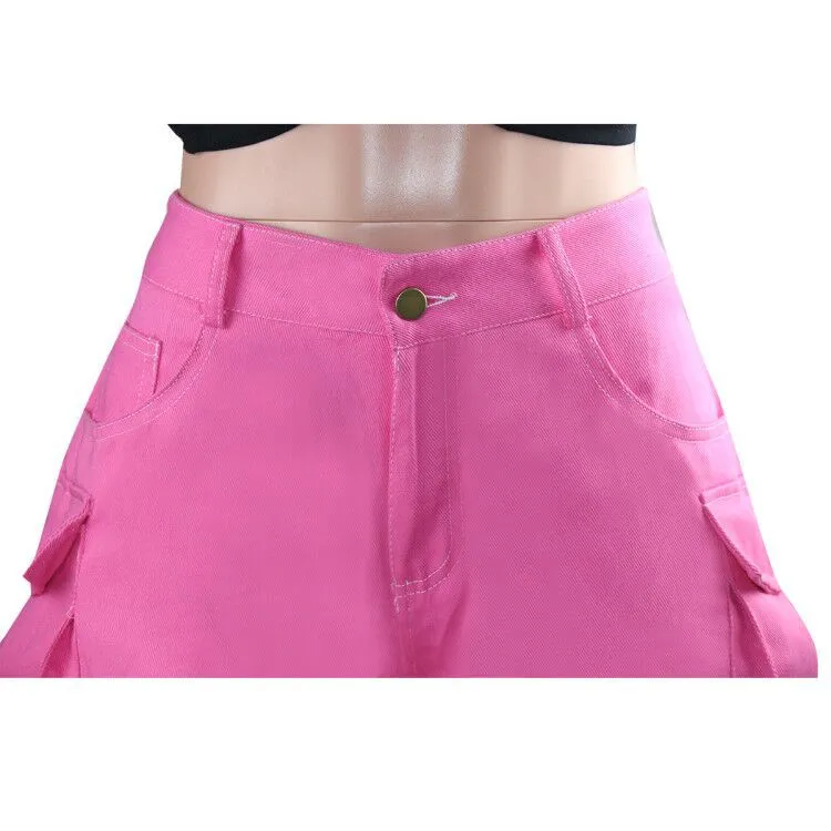 MB FASHION High-Waist Utility Shorts with Flap Pocket Detail 1763
