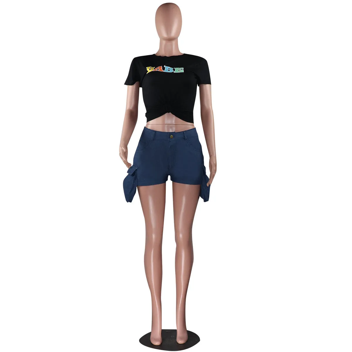 MB FASHION High-Waist Utility Shorts with Flap Pocket Detail 1763