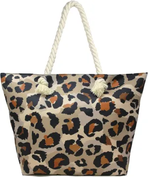 Me Plus Women Summer Large Beach Tote Bag Top Zipper Closure Braided Rope Handles Inner Pocket