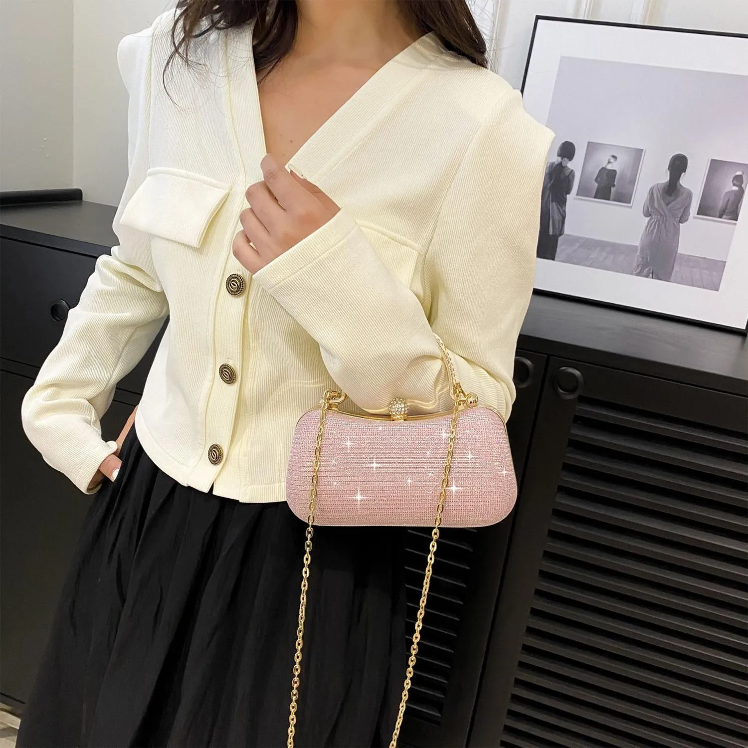 meilun Women's Rhinestone Clutch Evening Bags Sparkly Glitter Party Clutches Wedding Purses Cocktail Prom Satchel Handbags