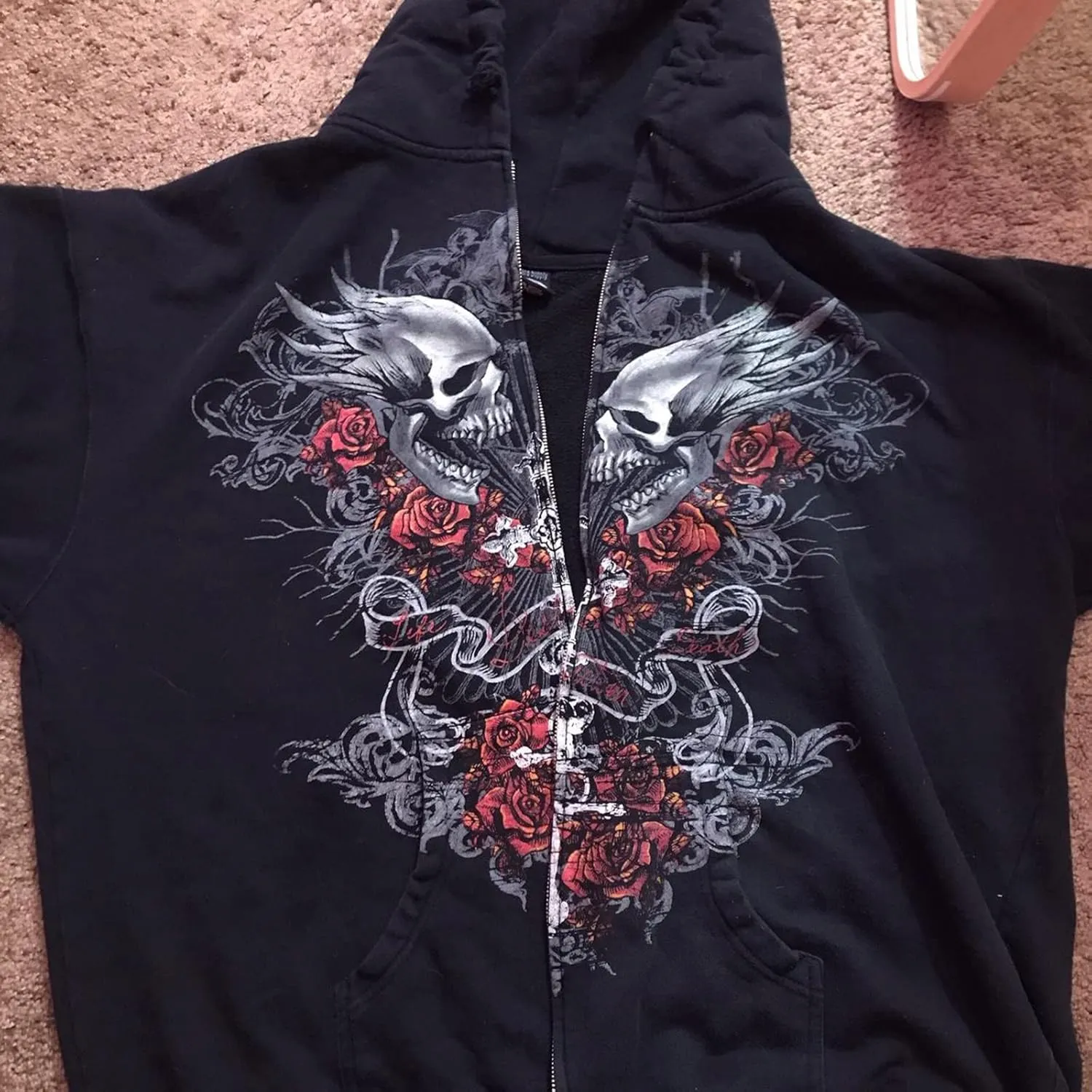 Meiweileya Y2k Womens Zip Up Fairy Grunge Oversized Hoodies Long Sleeve Aesthetic Skeleton Graphic Streetwear Jackets