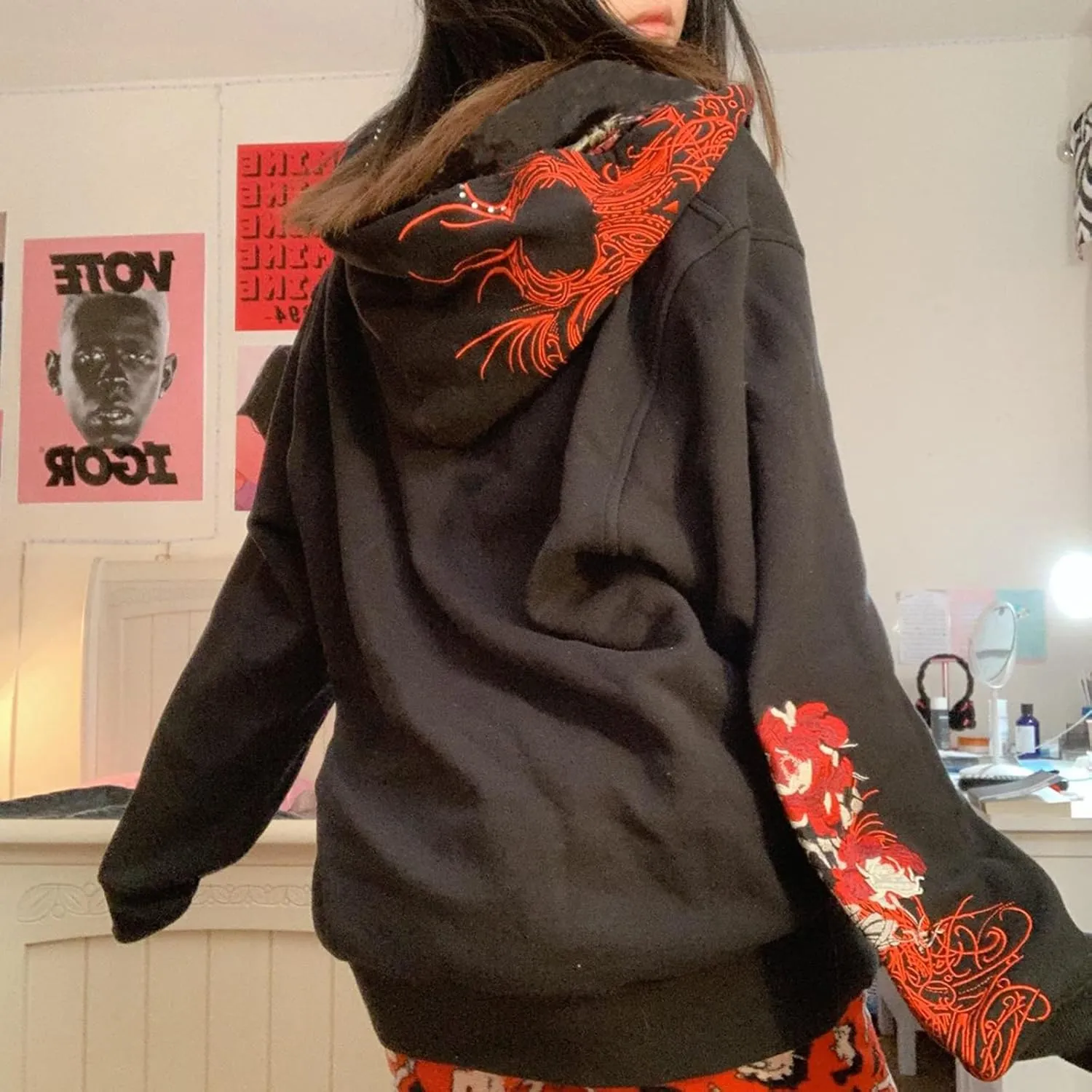 Meiweileya Y2k Womens Zip Up Fairy Grunge Oversized Hoodies Long Sleeve Aesthetic Skeleton Graphic Streetwear Jackets
