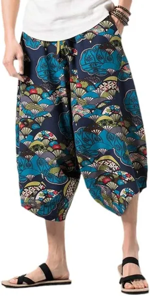 Men Harajuku Harem Pants Mens Summer Cotton Joggers Pants Male Vintage Chinese Style Calf-Length Sweatpants