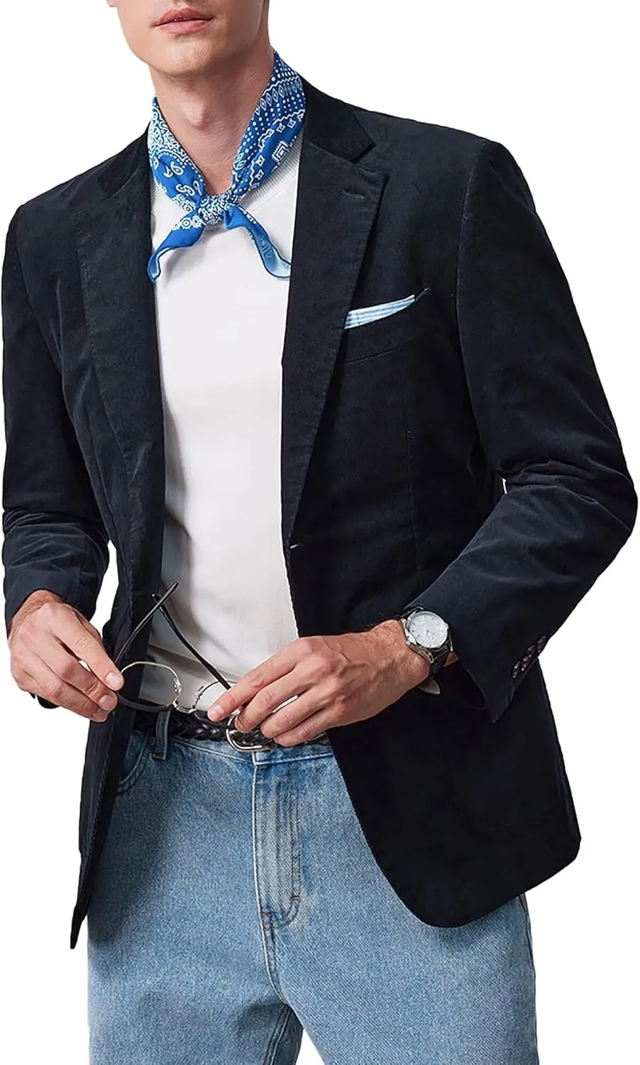 Mens Blazer Peak Lapel Suit Jacket Tweed Herringbone Sports Jackets for Men Slim Fit Business Casual Sports Coat
