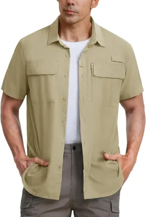 Men's Breathable Fishing Shirts Quick Dry Short Sleeve Shirt Workout Cargo Hiking Camping Tops