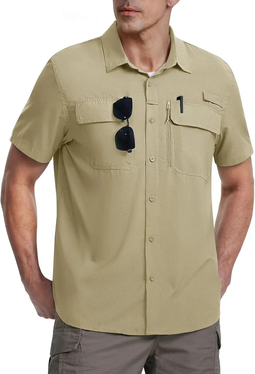 Men's Breathable Fishing Shirts Quick Dry Short Sleeve Shirt Workout Cargo Hiking Camping Tops