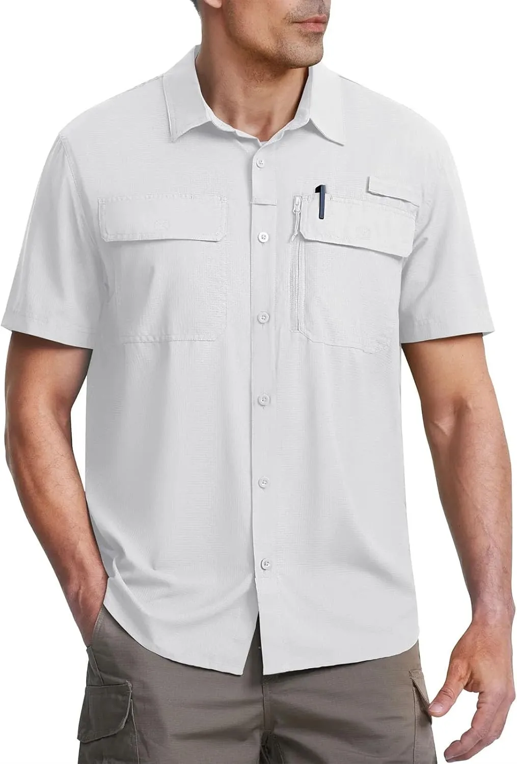Men's Breathable Fishing Shirts Quick Dry Short Sleeve Shirt Workout Cargo Hiking Camping Tops
