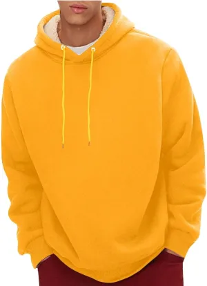 Men'S Casual Fleece Sherpa Lined Hoodie Thermal Long Sleeve Pullover Tops Heavyweight Sweatshirts