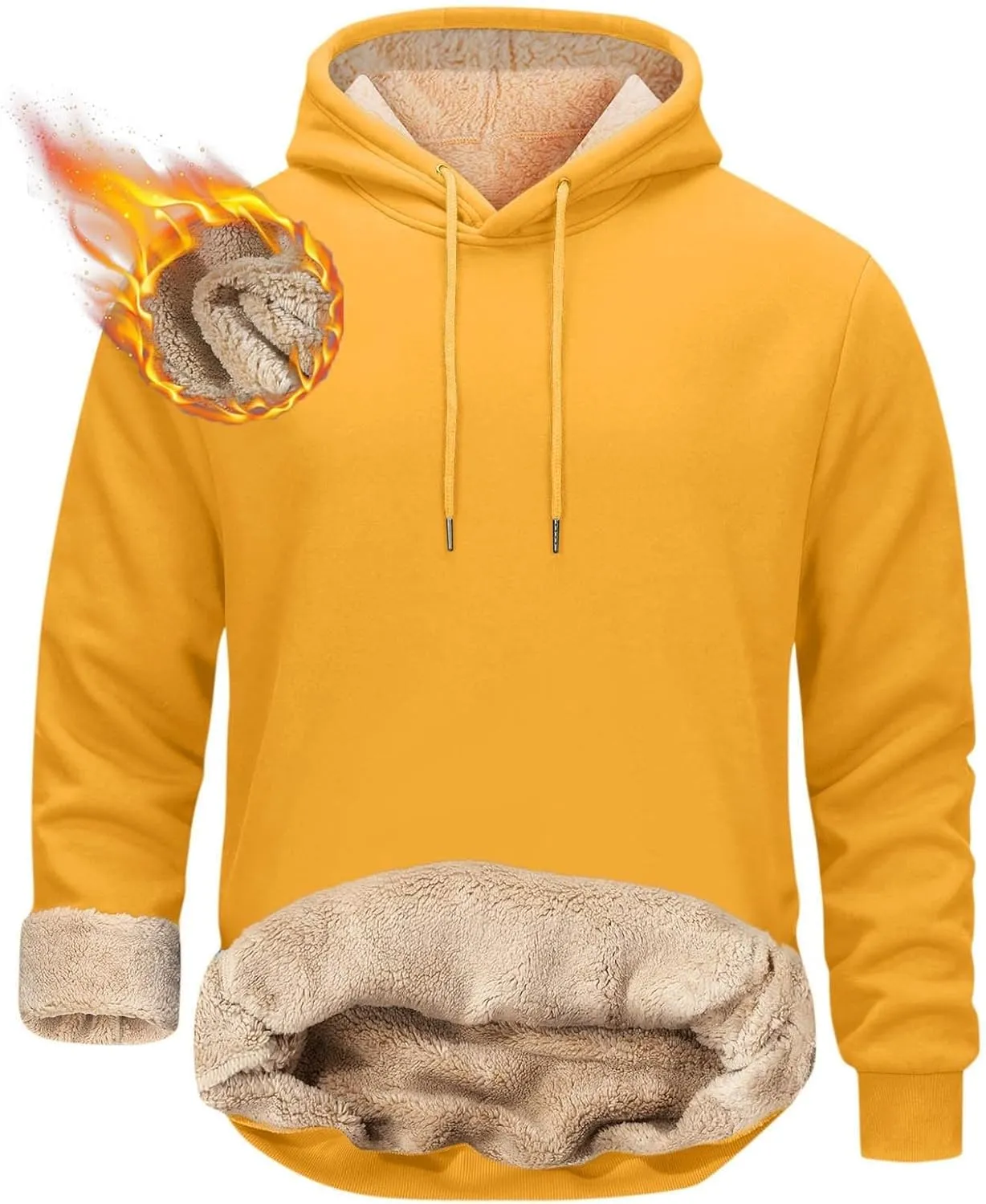Men'S Casual Fleece Sherpa Lined Hoodie Thermal Long Sleeve Pullover Tops Heavyweight Sweatshirts
