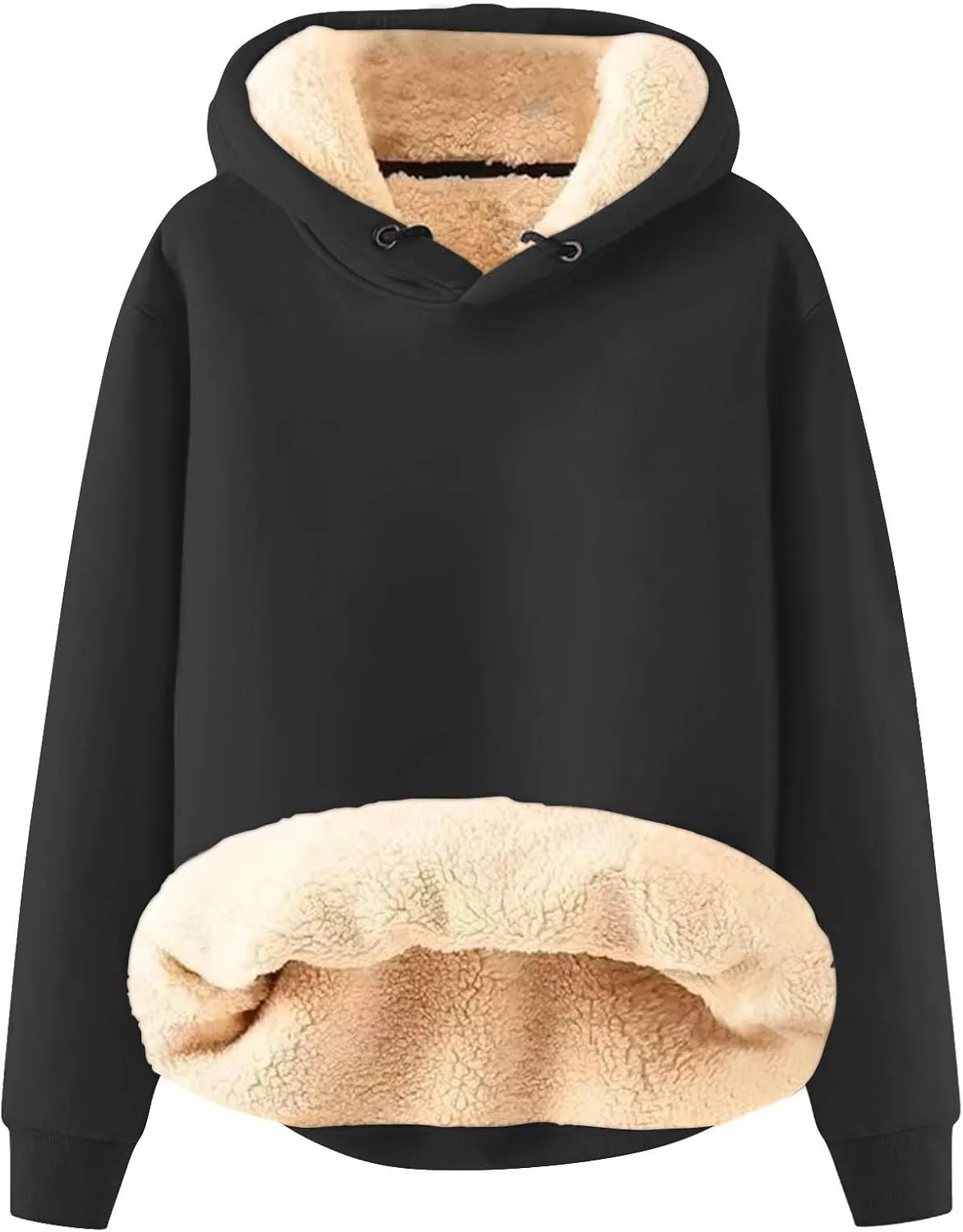 Men'S Casual Fleece Sherpa Lined Hoodie Thermal Long Sleeve Pullover Tops Heavyweight Sweatshirts