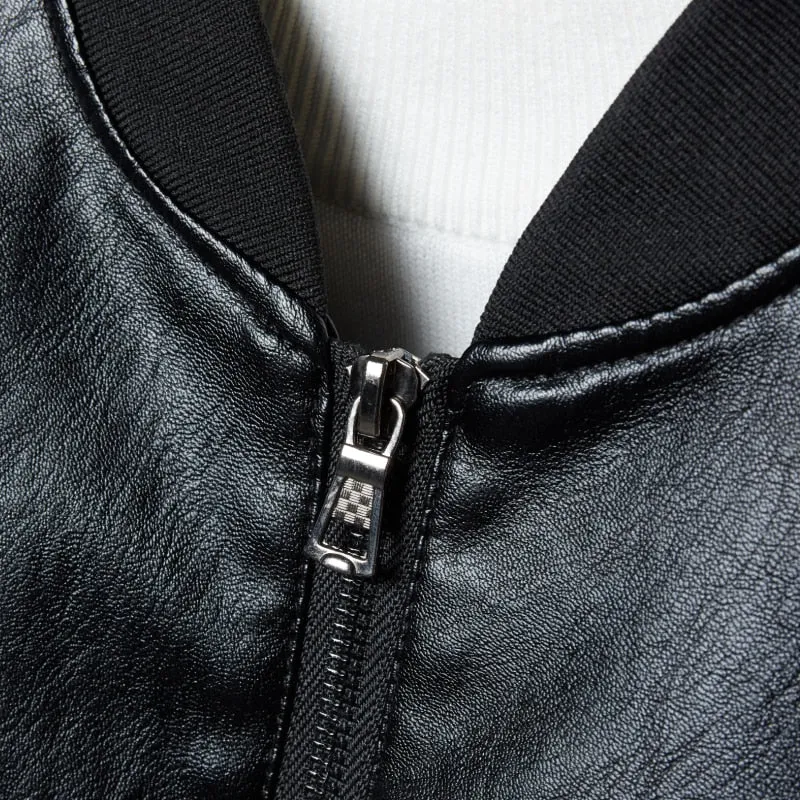Men's Casual Motorcycle Windbreaker  Leather Jacket