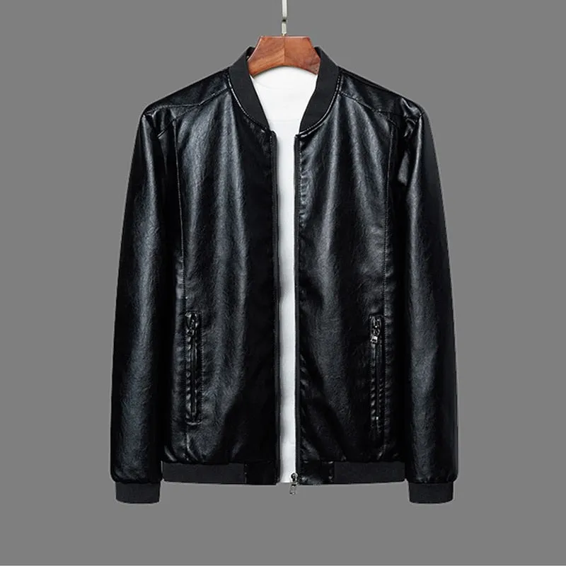 Men's Casual Motorcycle Windbreaker  Leather Jacket