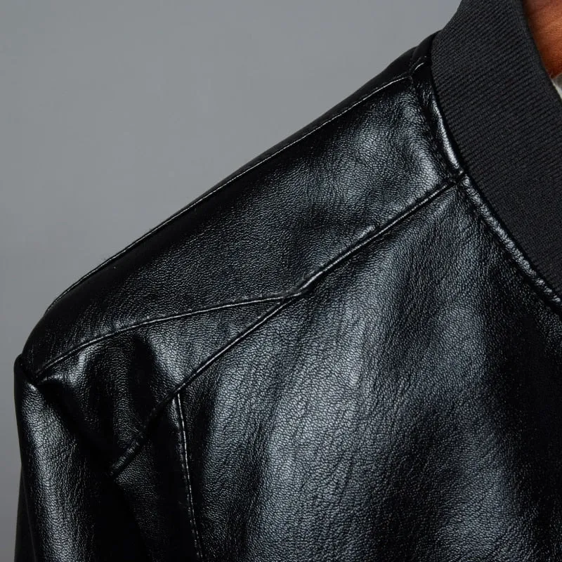 Men's Casual Motorcycle Windbreaker  Leather Jacket