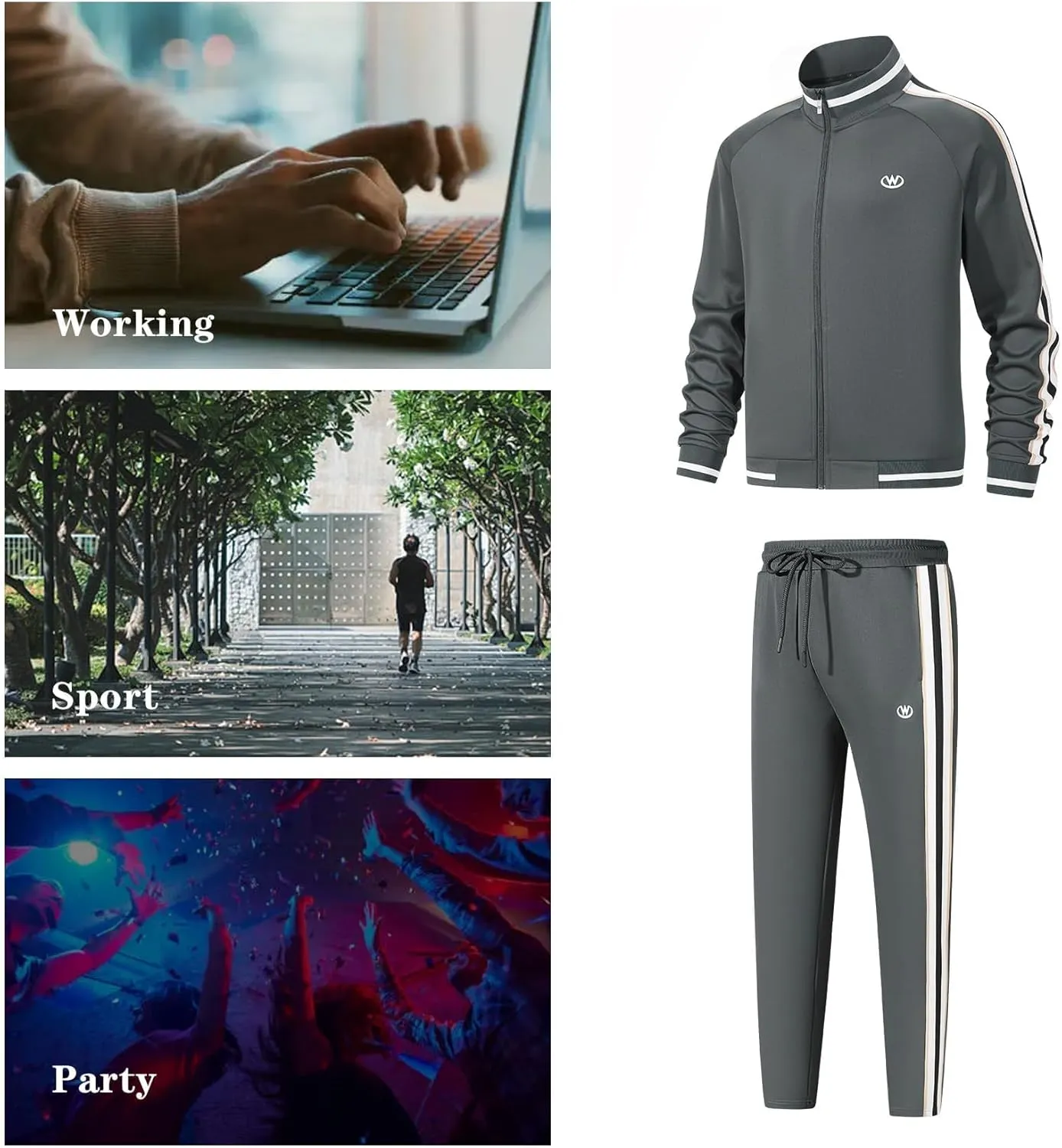 Men's Casual Tracksuits Long Sleeve Jogging Suits Sweatsuit Sets Track Jackets and Pants 2 Piece Outfit