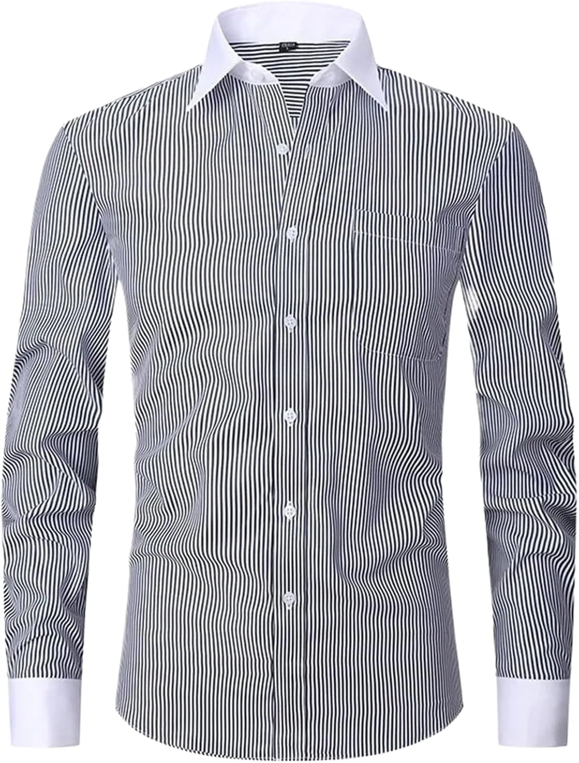 Men's French Cuff Dress Shirt Long Sleeve Social Male Shirts Party Wedding Cufflinks Formal Shirt