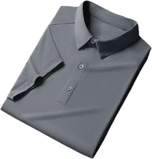 Mens Golf Shirt Quick-Dry Solid Short Sleeve Business Polo Shirts Short Sleeve Button Golf Shirts