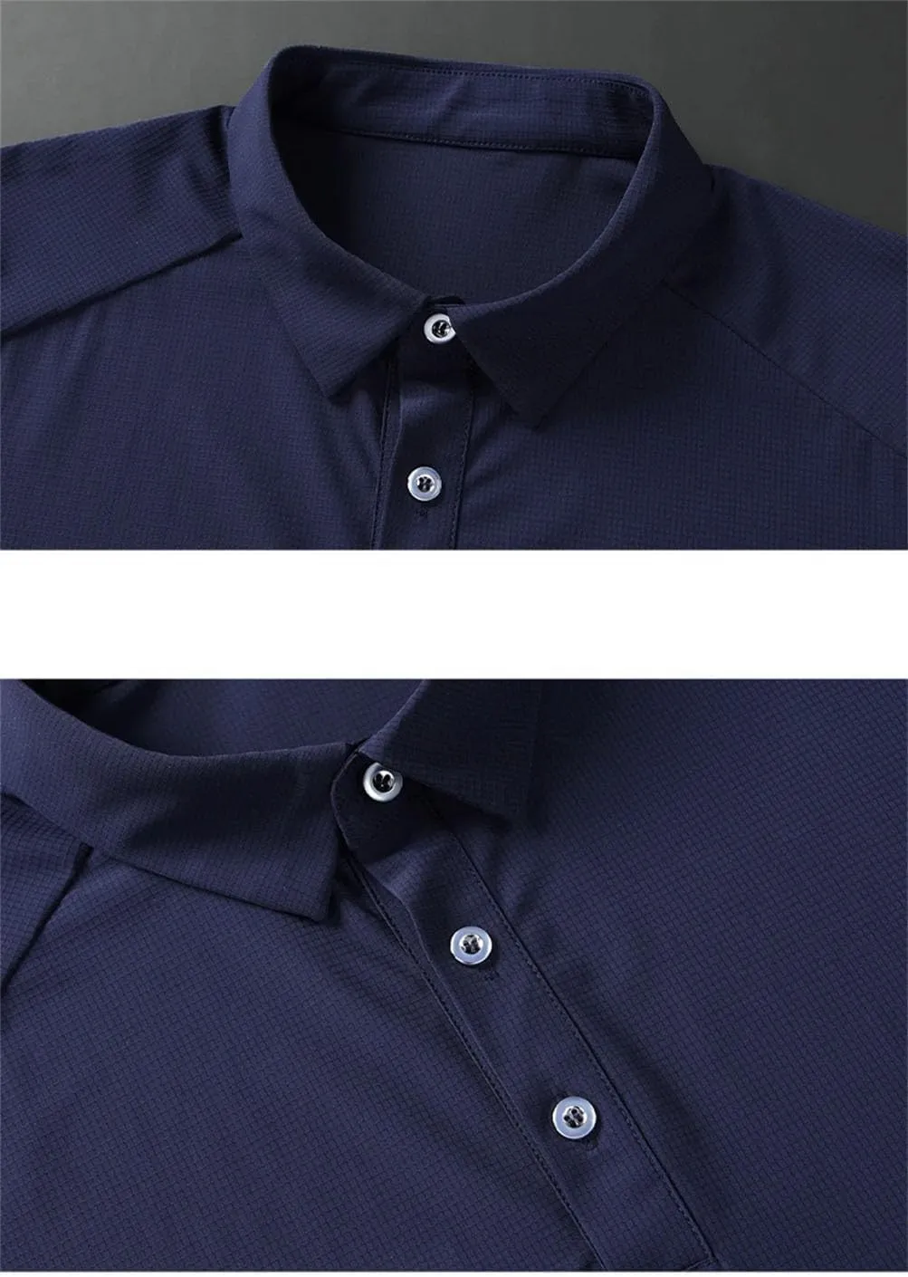 Mens Golf Shirt Quick-Dry Solid Short Sleeve Business Polo Shirts Short Sleeve Button Golf Shirts
