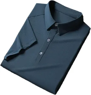 Mens Golf Shirt Quick-Dry Solid Short Sleeve Business Polo Shirts Short Sleeve Button Golf Shirts